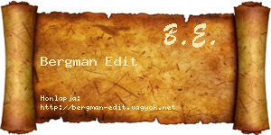 Bergman Edit névjegykártya